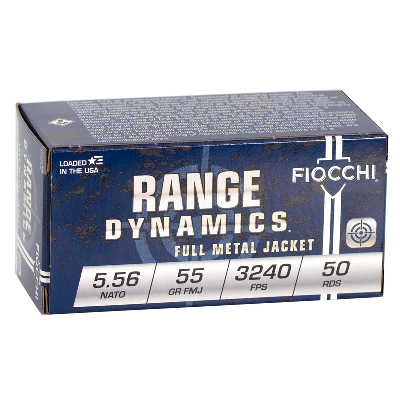Fiocchi Range Dynamics 5.56mm NATO M193 Ammo 55 Grain FMJBT Case of 1000