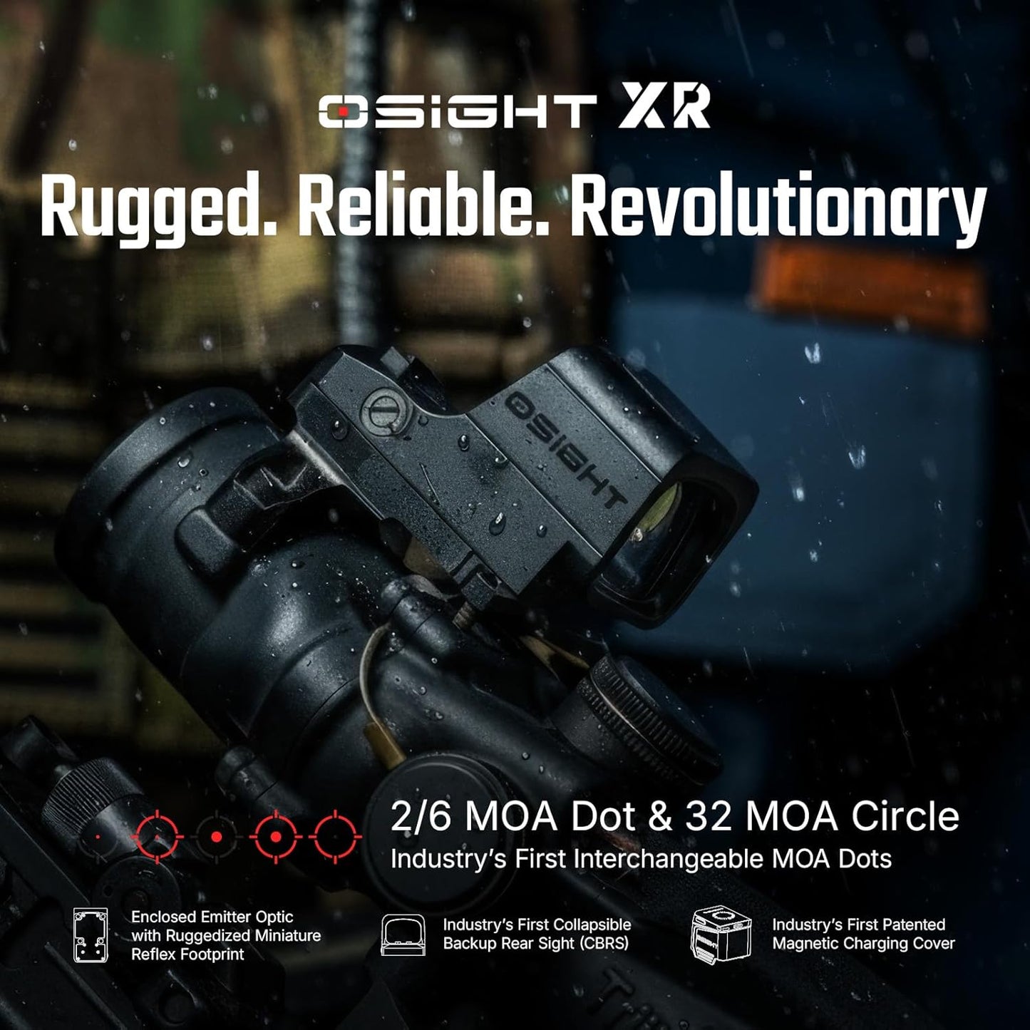 Osight XR Enclosed Red Dot Sight with Ruggedized Miniature Reflex Footprint and 2/6+32 MOA Multi-Reticle System