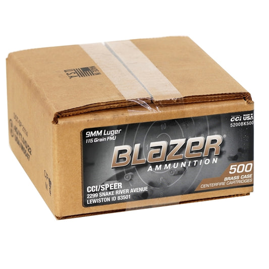 CCI Blazer Brass 9mm Luger Ammo 115 Grain FMJ Loose Pack (Box of 500)
