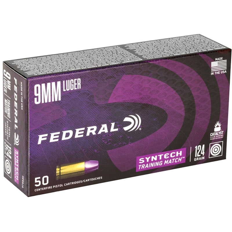 Federal Syntech 9mm Luger Ammo 124 Grain Syntech Training Match TSJ Case of 1000