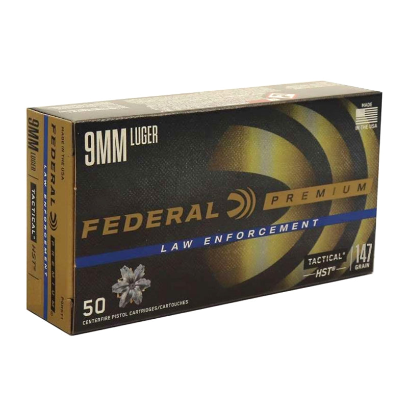 Federal HST Law Enforcement 9mm Luger Ammo 147 Grain Jacketed Hollow Point 1000RD