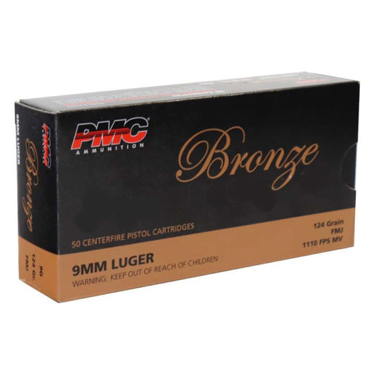 PMC Bronze 9mm Luger Ammunition 124 Grain Full Metal Jacket Case of 1000